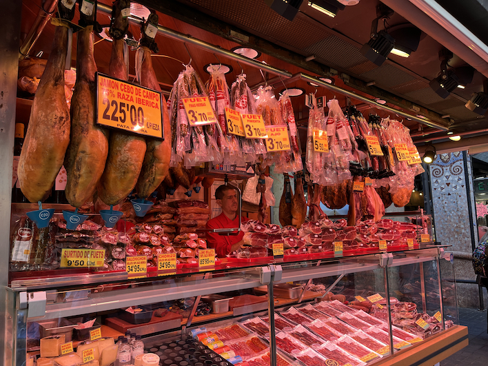 Barcelona Market hams