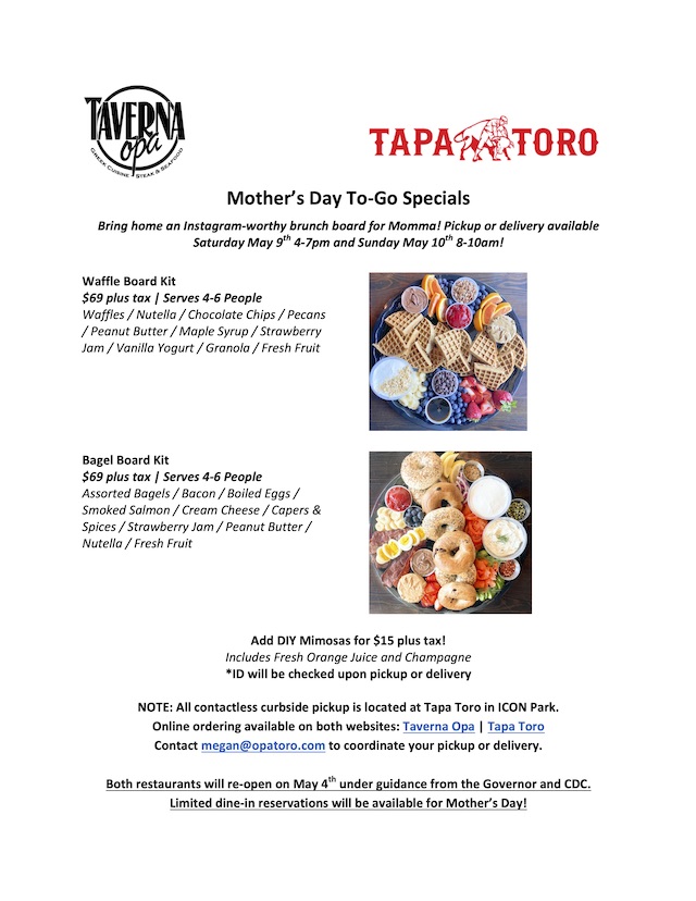 Taverna Opa Tapa Toro Mothers Day To Go