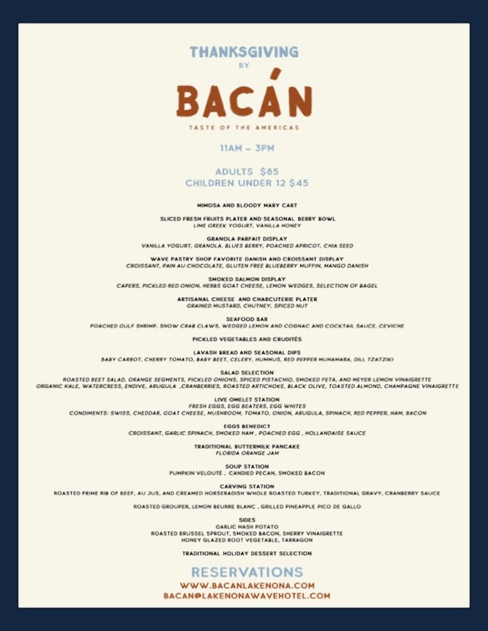 Thanksgiving By BACAN Menu and Pricing