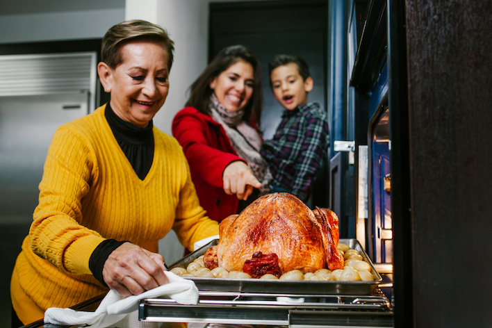 Thanksgiving turkey in oven