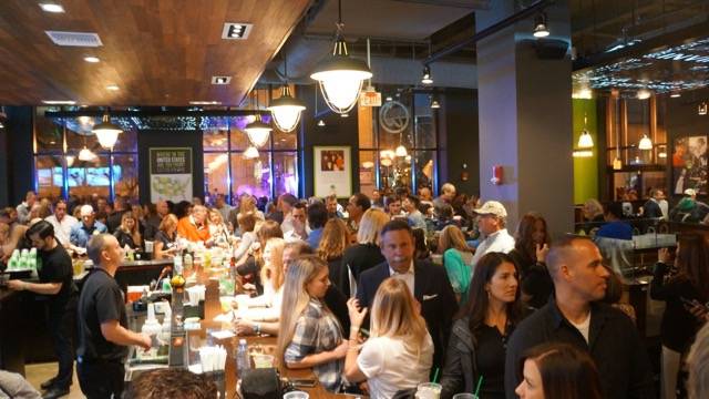 Wahlburgers opening crowded bar